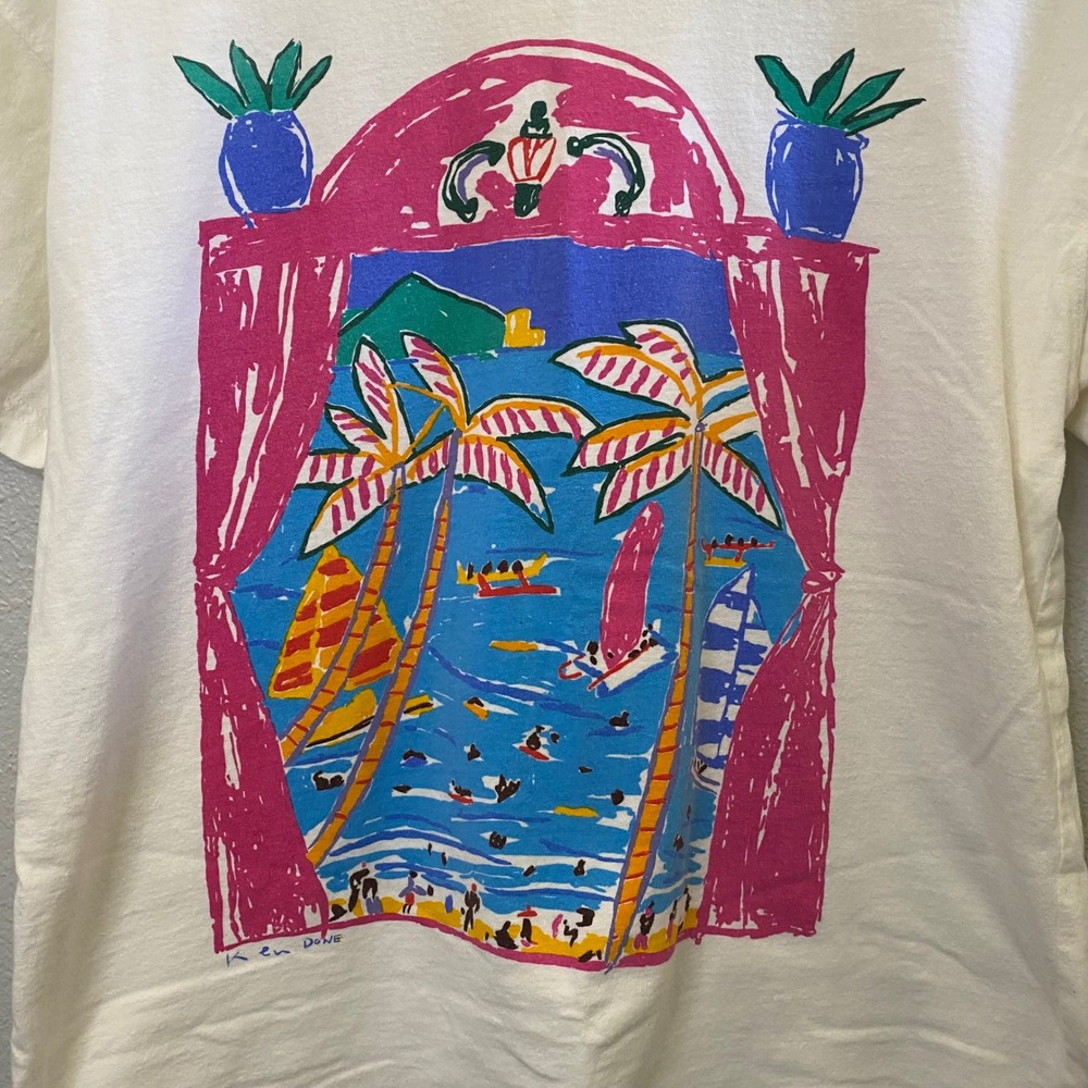 Vintage 90s Ken Done‎ Art and Design Graphic T-Shirt Made in USA Made - Picture 6 of 7